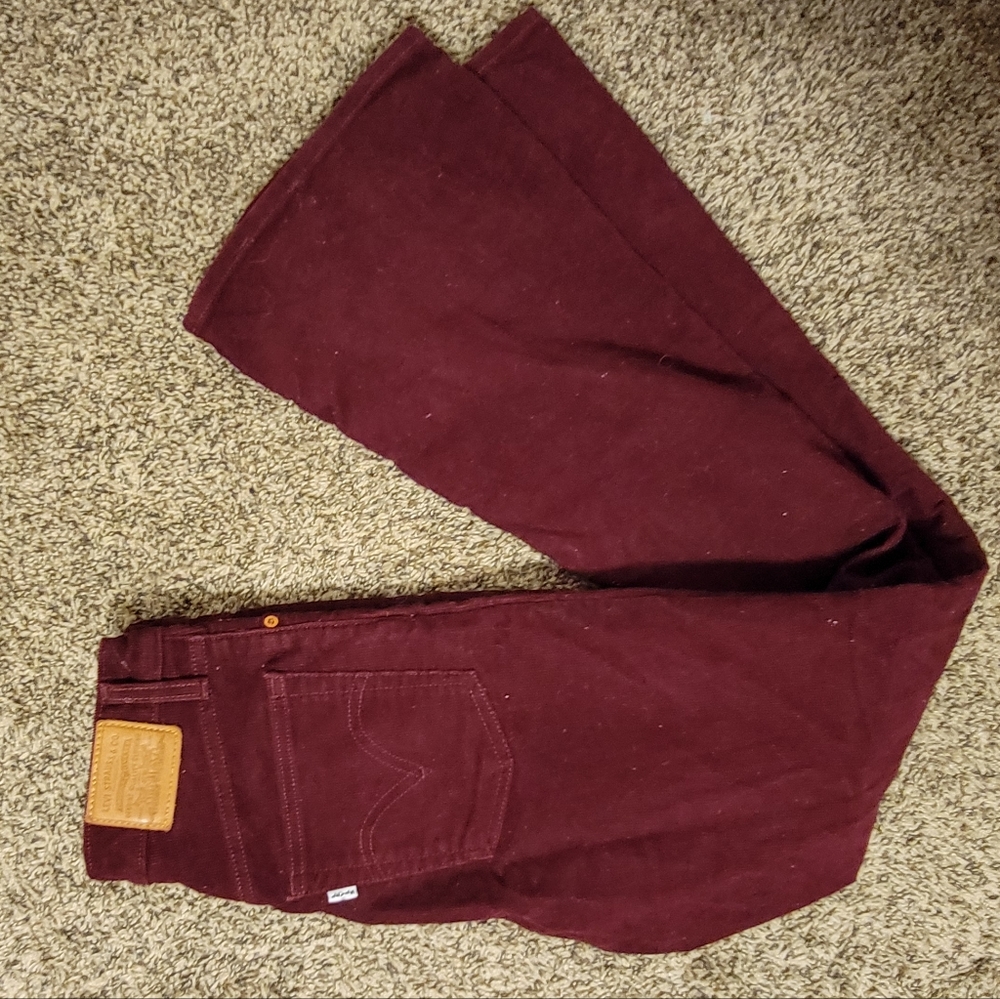 Burgundy Corduroy Flare Levi's front botton